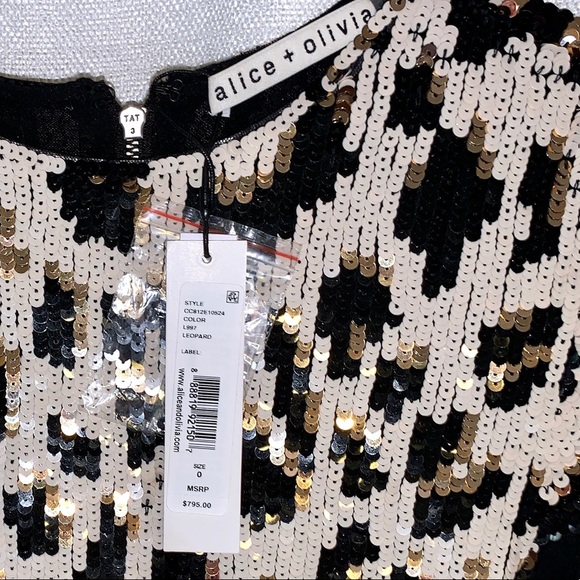 alice and olivia nat sequin dress Alice + Olivia Nat Embroidered Dress Antique Silver/Multi 0
